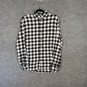 J.Crew Shirt Mens Medium Black White Flannel Check Long Sleeve Button Up Slim